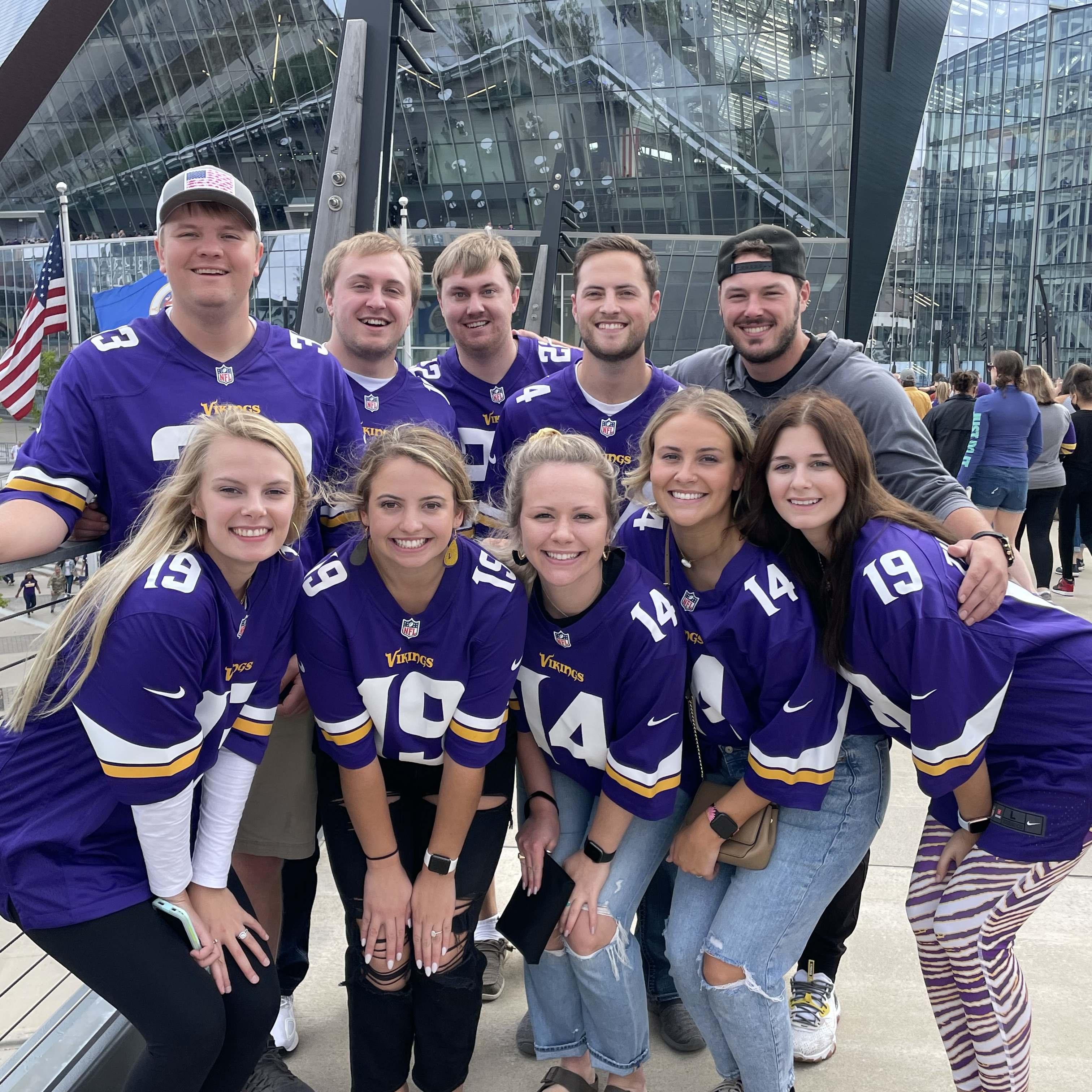 The Vikings game Sunday, 2 days after the engagement, to keep the celebration going with our friends!