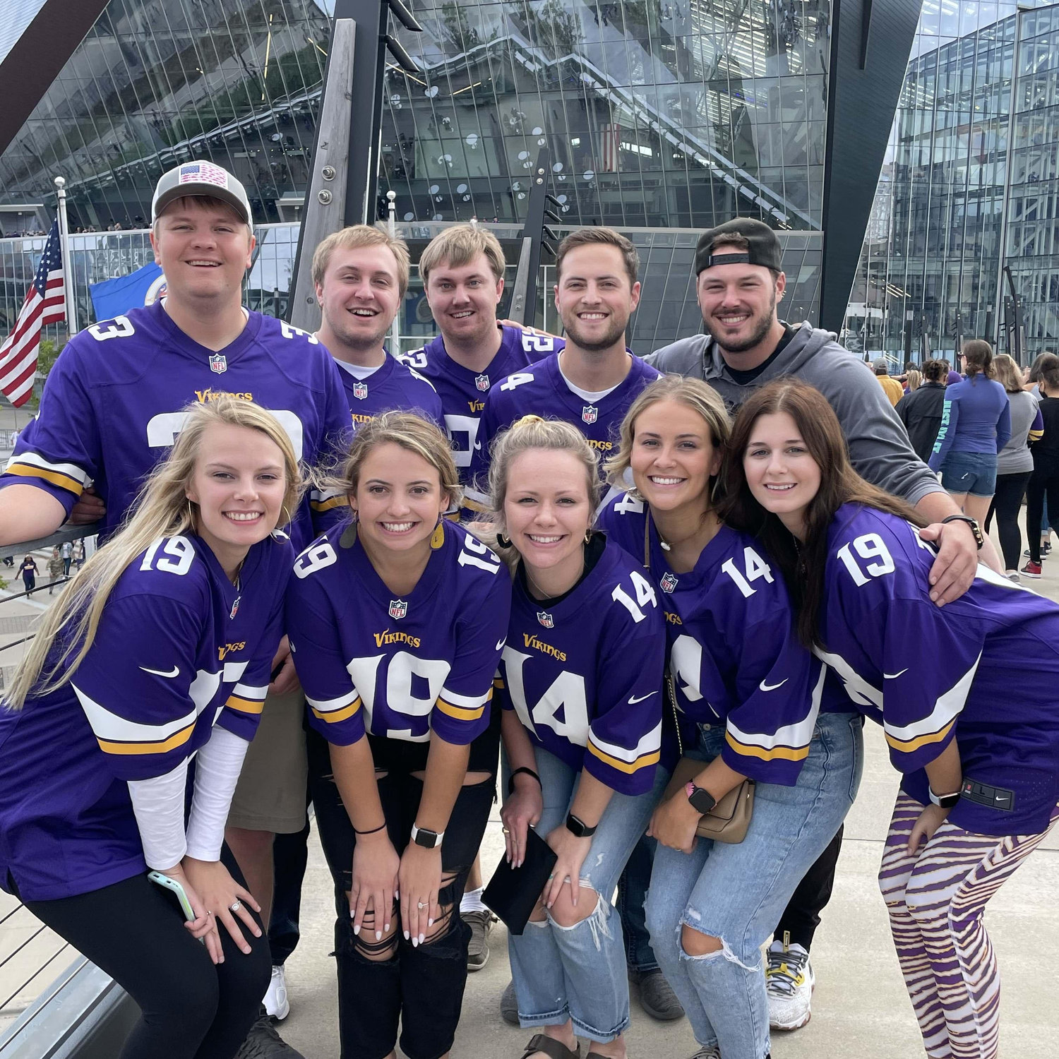 The Vikings game Sunday, 2 days after the engagement, to keep the celebration going with our friends!