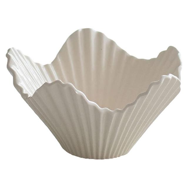 auons Salad Bowl Ceramic Fruit Bowl Large Serving Bowls Pasta Bowl Popcorn Bowl for Fruits, Nuts, Snacks, Cereal, Breads, Pasta, Ice Cream, Cake, Microwave Safe, White, Small