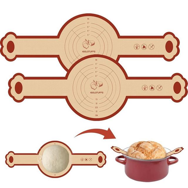 Silicone Bread Sling for Dutch Oven, 2 PCS Non-Stick & Easy Clean Reusable Silicone Bread Baking Mat with Long Handles, Easy to Transfer Sourdough Bread