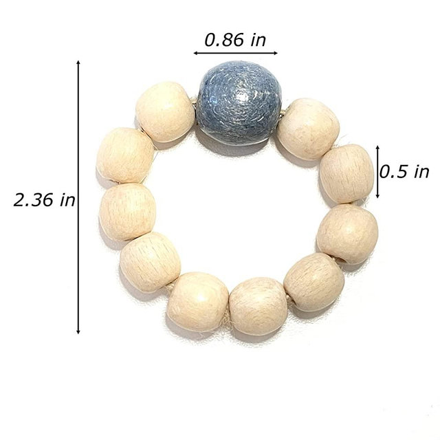 LEBEJUA Napkin Rings Set of 6 - Wood Bead Napkin Rings - Rustic Wooden Napkin Holder Ring for Table - Handmade Napkin Ring with Wooden Beads - Farmhouse Wooden Napkin Rings (Sophi)