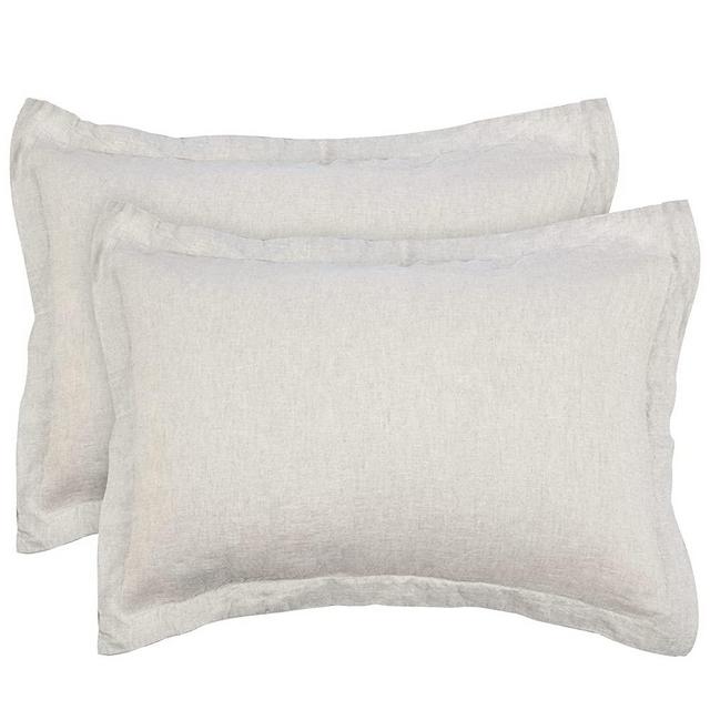PHF 100% Linen Pillow Shams Standard Size, Set of 2, Washed French Flax Pillow Cases with Overlap Closure, Luxurious Breathable Comfy Pillow Cover, 20" X 26", No Filling, Linen