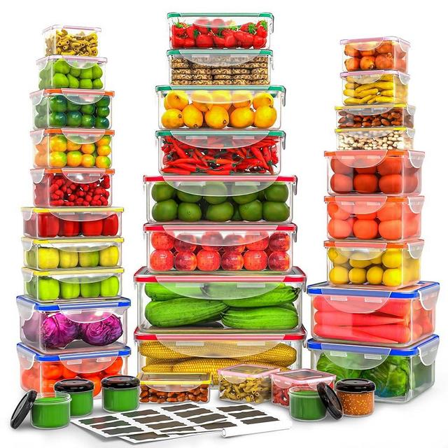 70 Pcs Large Food Storage Containers with Lids Airtight-85OZ-Small Box, Total 763OZ Stackable Kitchen Bowls Set(35 Containers,35 Lids)-BPA Free Leak proof Plastic Boxes- Freezer Microwave safe