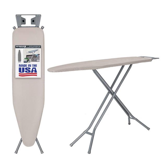 Seymour Home Products 4 Leg Mesh Top Ironing Board with Iron Rest Space Gray