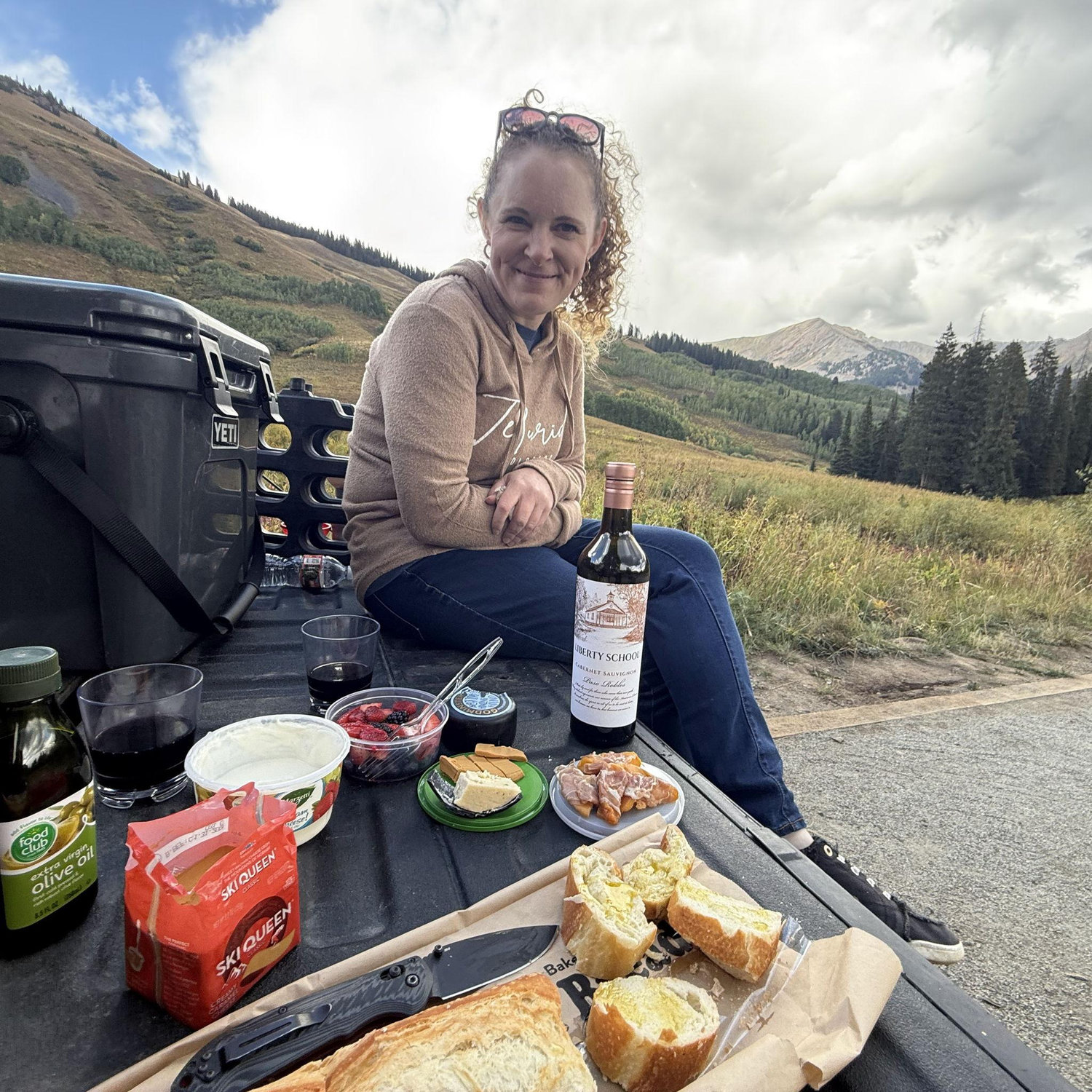 Tailgate picnic in Gothic, CO