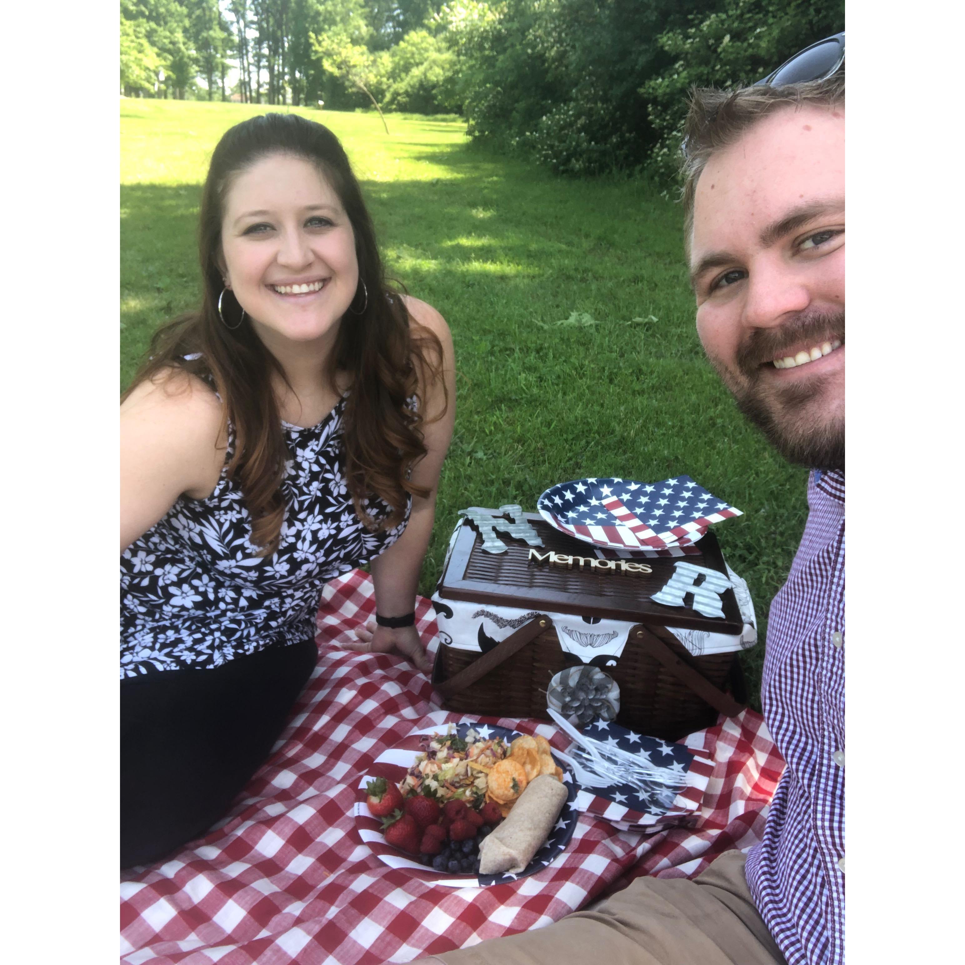 Having our first picnic in the park!