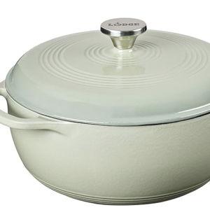 Lodge 6 Quart Enameled Cast Iron Dutch Oven with Lid – Dual Handles – Oven Safe up to 500° F or on Stovetop - Use to Marinate, Cook, Bake, Refrigerate and Serve – Desert Sage