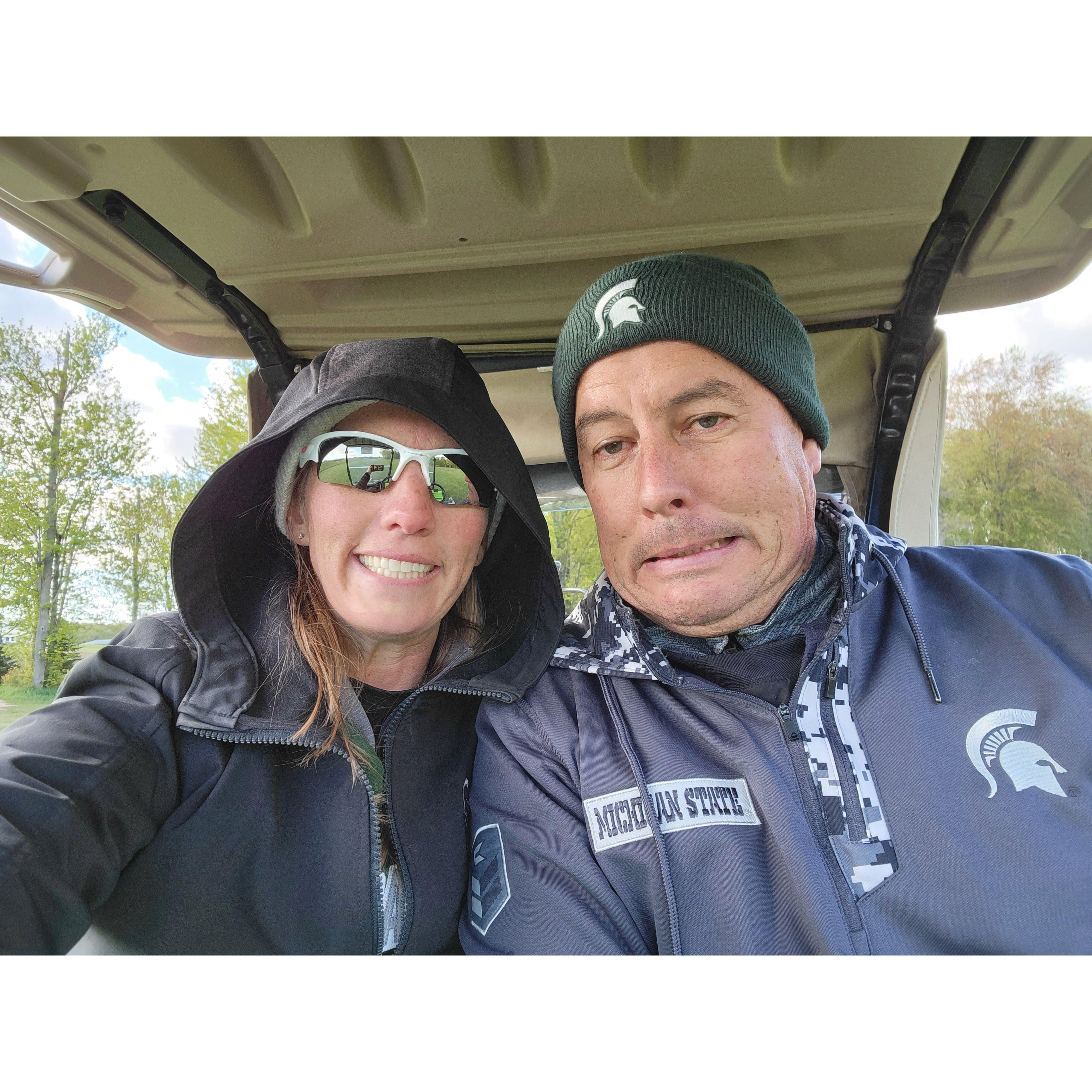 Golfing is one of our favorite things to do but we prefer warmer weather!