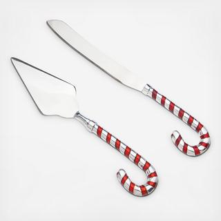 Candy Cane Cake Knife & Server