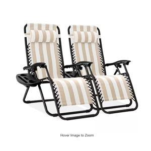 Tan Striped Zero Gravity Lawn Chair (2 pack)