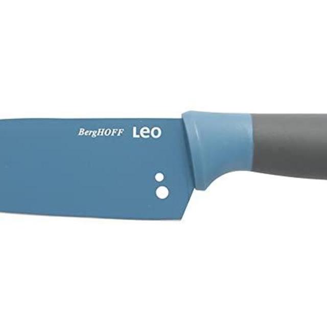 Berghoff Leo Ceramic Coated Non-Stick Small Chefs Knife with Herb Stripper, 14cm, Stainless Steel, Blue, 6 x 26.5 x 2 cm