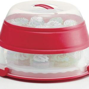 PrepWorks Cupcake Carrier for 24 Cupcakes, 2 Layers, Red – Portable Cupcake Carrier for Easy Transport