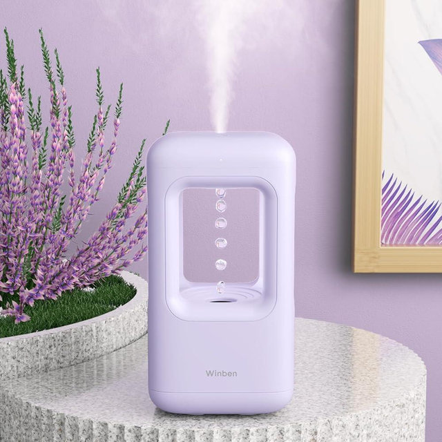 Humidifiers for Bedroom, Small Cool Mist Ultrasonic Air Humidifier Quiet for Indoor Plant Baby Nursery Adults Kids Large Room Home Office DeskPurple