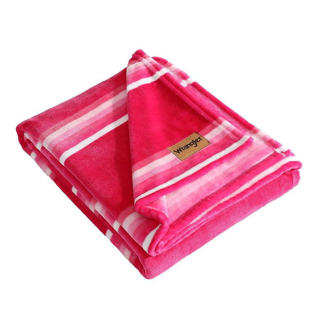 Wrangler - Blanket, Super Soft Plush Fleece Bedding, Yellowstone Inspired Throw Blanket for Couch or Bed (Saddle Stripe Pink, 50" x 60")
