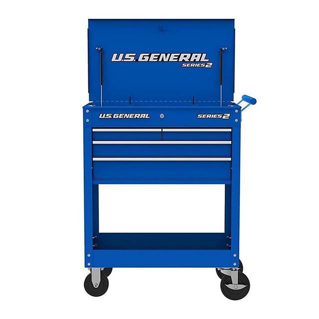 Roller Cart Tool Cabinet Storage Chest Box Glossy 4 Drawer 580 Lb. Capacity - Blue