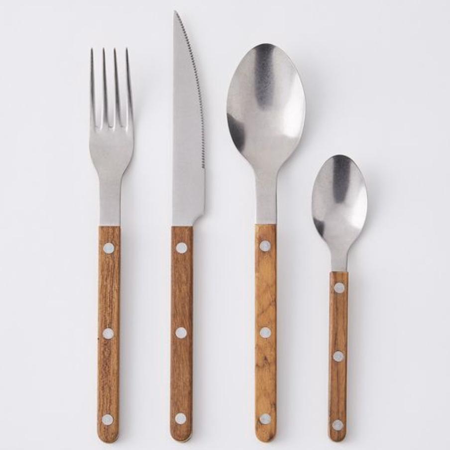 Sabre Bistrot Flatware, Teak Wood, 16 Piece Set