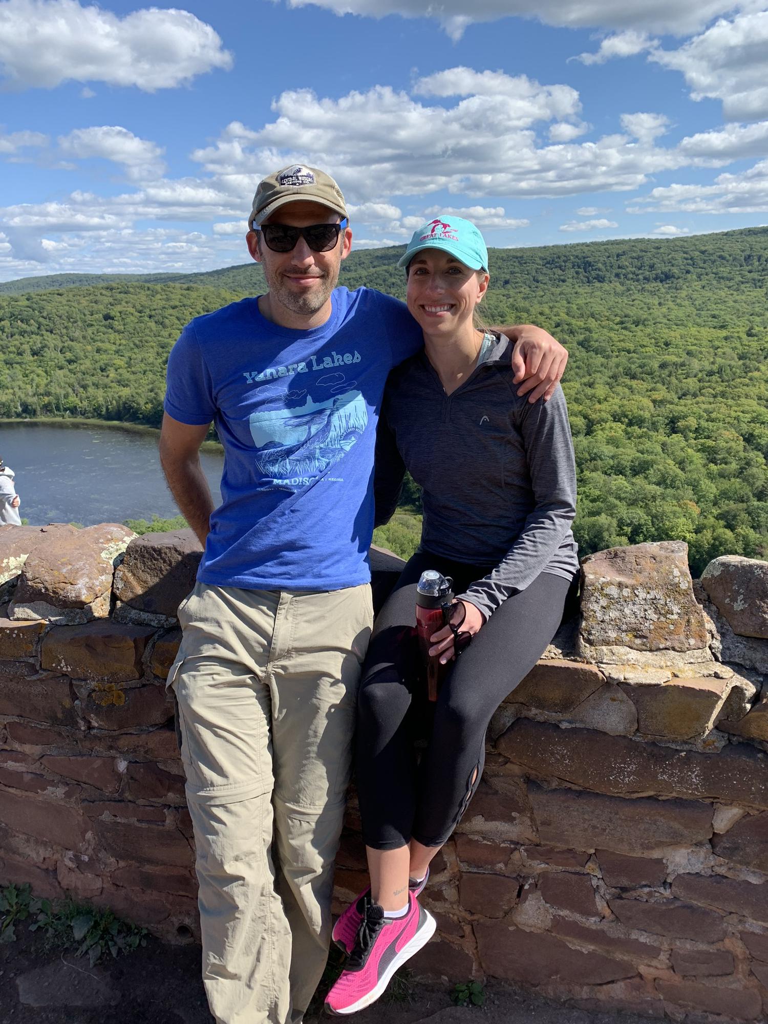 On another hike in the Porcupine Mountains. That view!
