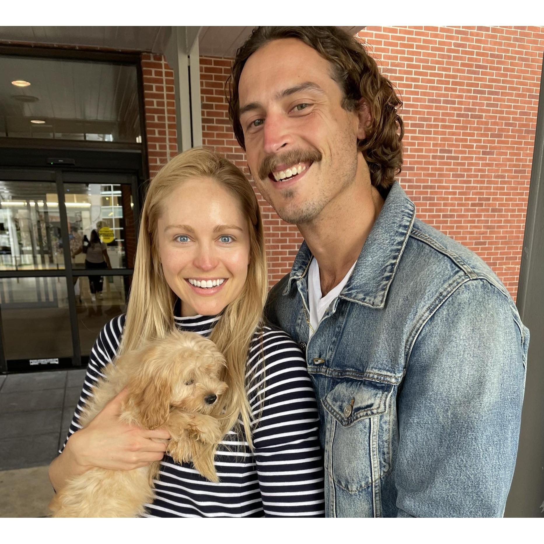 Just arrived at the DSM airport and met our pup MJ for the first time