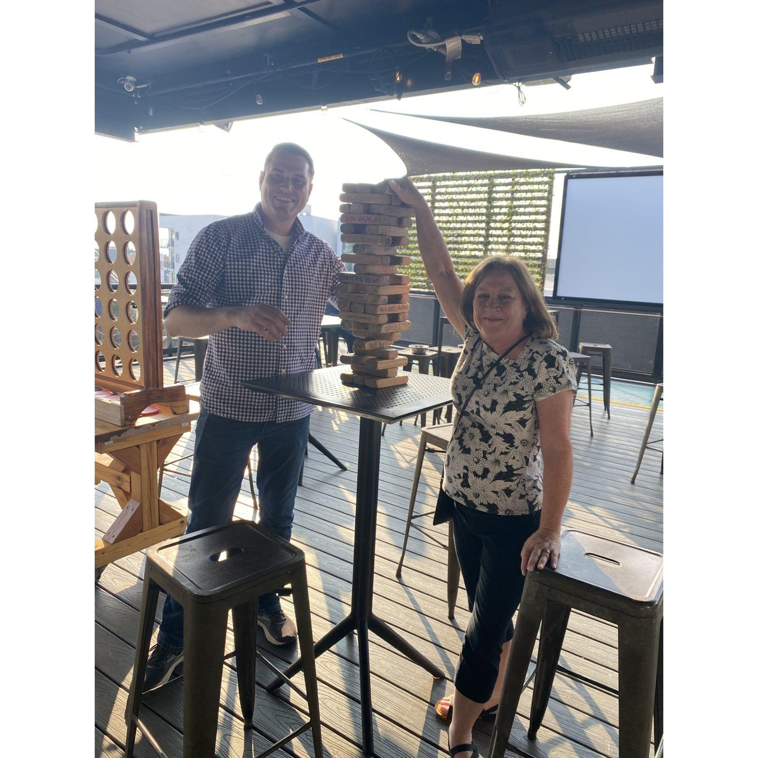 Joe & Diane playing Jenga (guess who won?)