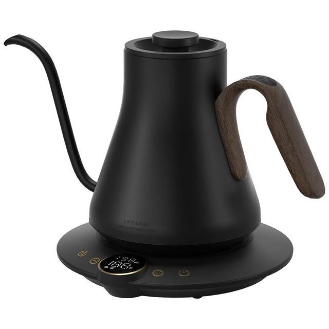 INTASTING Gooseneck Electric Kettle with ±1℉ Temperature Control for Pour Over Coffee & Tea, Quick Heating, BPA-Free Stainless Steel, Built-in Brew Timer, 1500W/0.9L (Onyx Black)