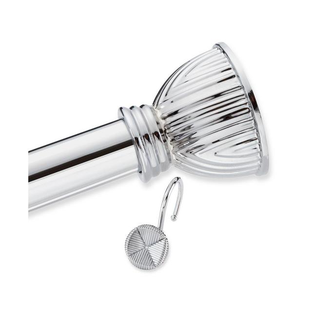 Forget Me Not Decorative Shower Rod and Hooks Set - Chrome Finish