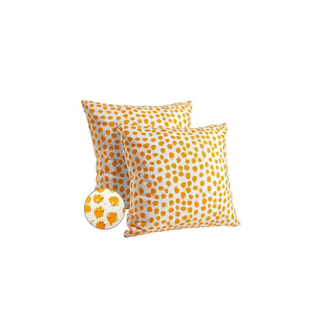 Allorry Outdoor Pillow Covers 18x18 Set of 2 Boho Design Yellow Polka Dot Decorations Pillows Summer Outdoor Waterproof Patio Furniture Garden Porch Sofa Bed Cushion Covers Home Decor JB001-A18