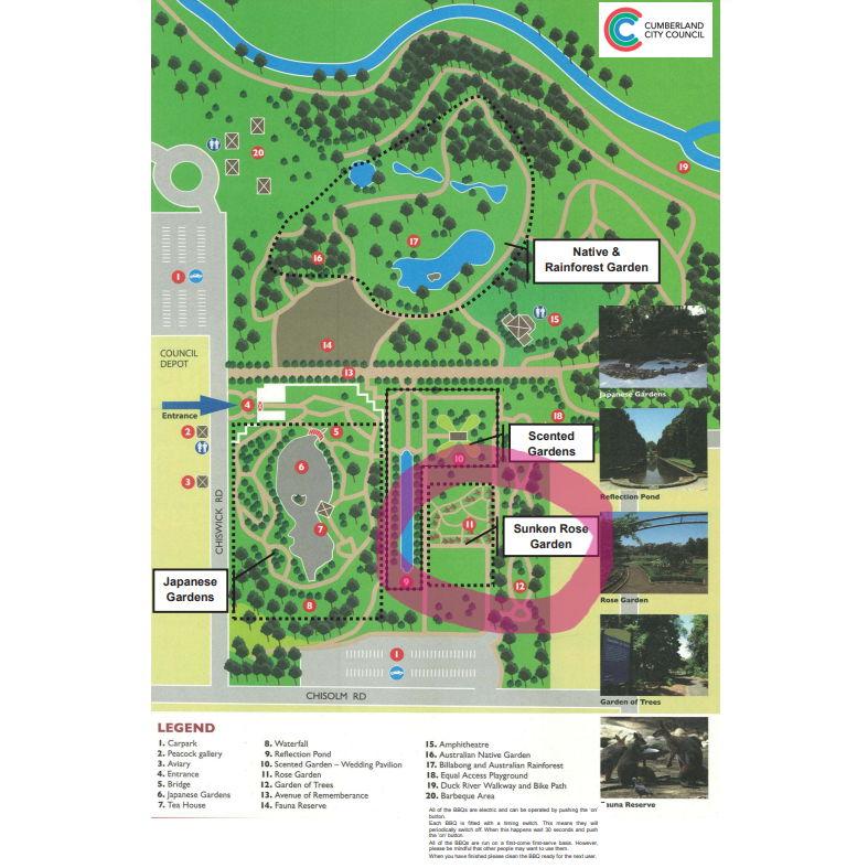 Location of the ceremony at the Auburn Botanical Gardens, Rose Sulken Garden