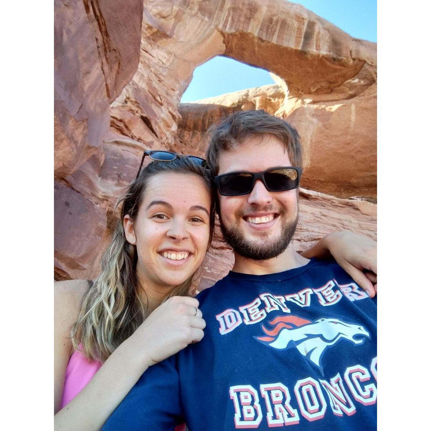 2018: A slot canyon and natural arch hike in Utah.