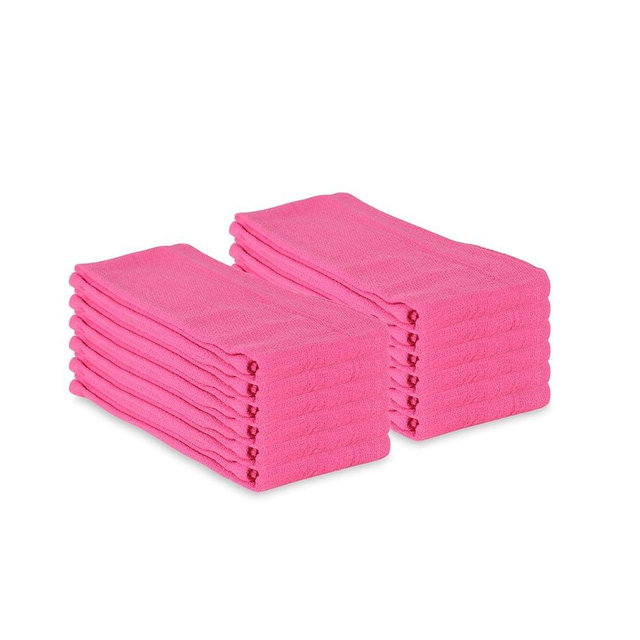 Arkwright Surgical Huck Towels - (Pack of 12) Lint Free & Highly Absorbent Pre-Treated Cotton Cleaning Cloths, Perfect for Medical, Auto Detailing, Window Glass, and Shop, 16 x 26 in, Pink