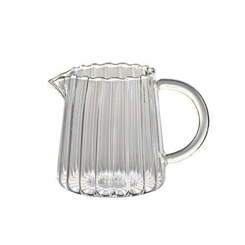 CHOOLD Elegant Wave Shaped Crystal Glass Creamer Coffee Milk Creamer Pitcher/Serving Pitcher/Sauce Pitcher/Milk Creamer Jug for Kitchen 8.5 oz