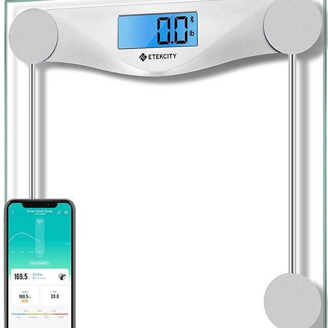 Etekcity Bathroom Scale for Body Weight BMI Scale, Upgraded Bluetooth Digital Scale, Large Blue LCD Backlight Display, High Precision Measurements, 400 Pounds