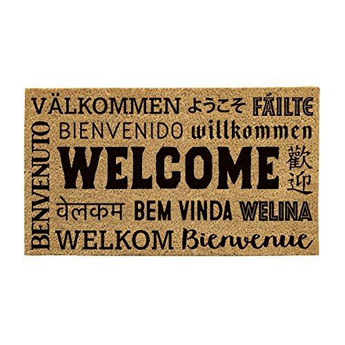 Evergreen Welcome Neighbor Natural Coconut Fiber Coir Floor Mat, 28 x 16 inches