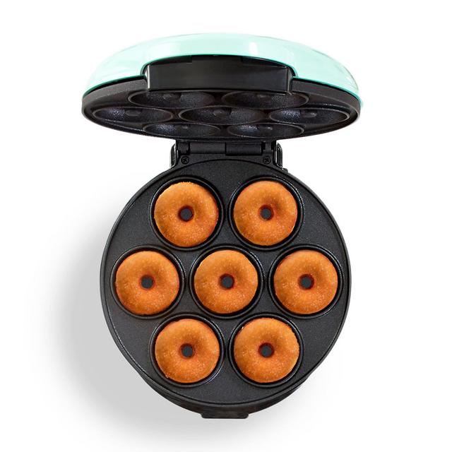 Dash Mini Donut Maker Machine for Kid-Friendly Breakfast, Snacks, Desserts More with Non-stick Surface, Makes 7 Doughnuts - Aqua