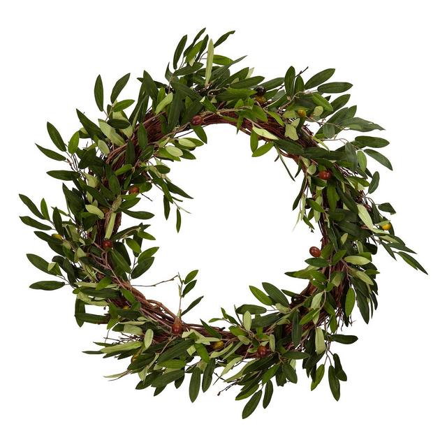 20" Artificial Olive Wreath Green - Nearly Natural