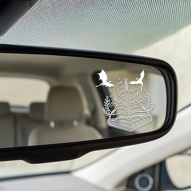 Set 2Pcs Dragon Bookish Mirror Decal ACOTAR Fourth Wing Decal, Car Window Decals, Water Bottle Kindle Sticker Vinyl Waterproof 1,7x2 inch Car Decals for Women Mom Dad Friend