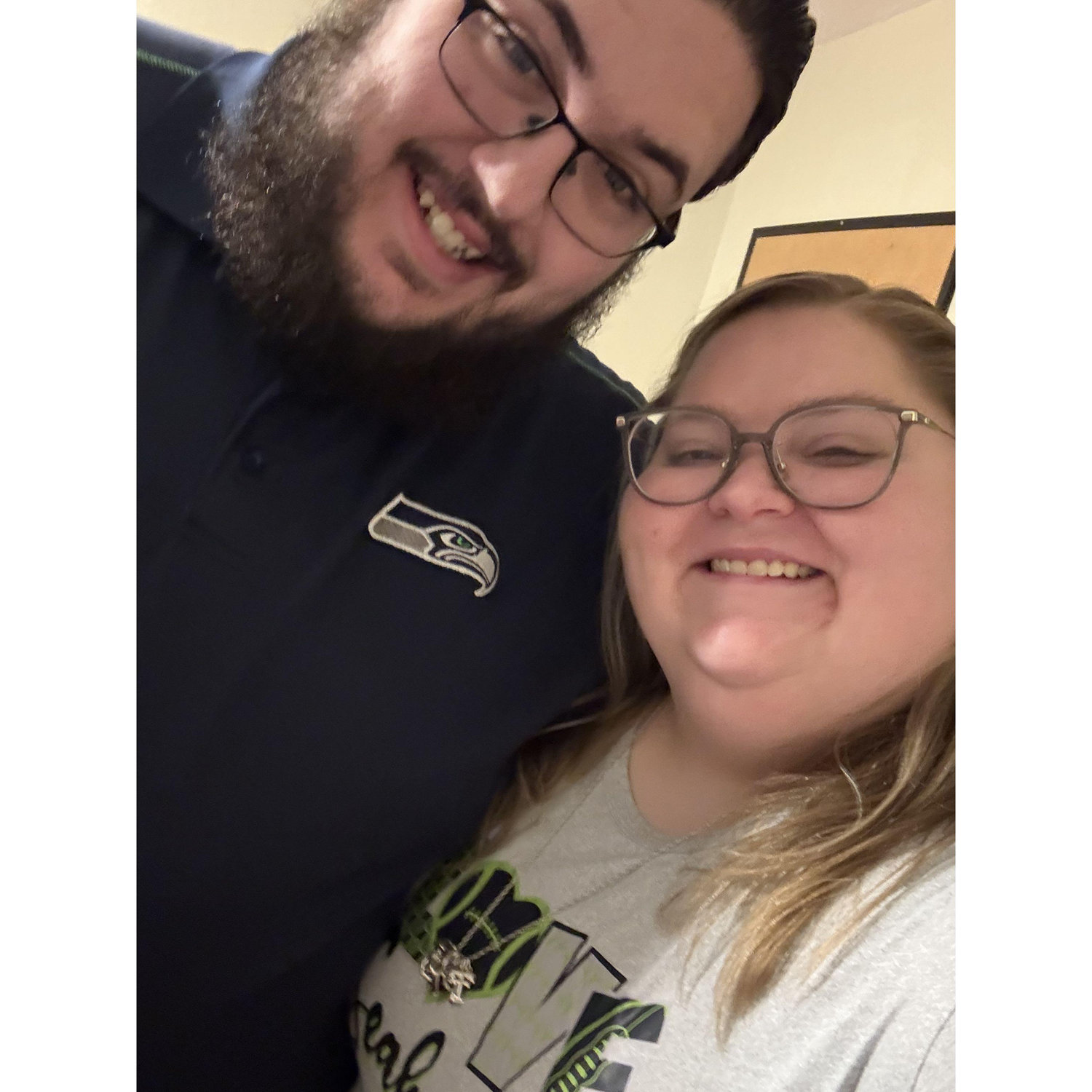 Clydos showing her support for Manny’s Seahawks (notice they match?).