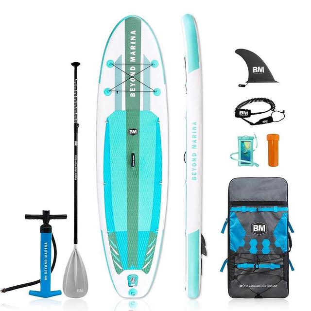 BEYOND MARINA Inflatable Paddle Board Stand Up Paddle Board, Featherlight Sup Board for Adult | Premium Double Action Pump, Backpack, Fiberglass Paddle, Leash, 10'6'' x 32" x 6"/11'6" x 31" x 6"