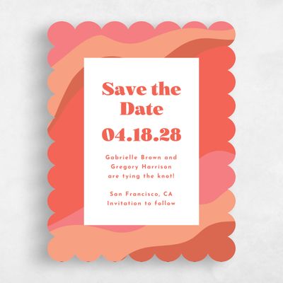 Pink Scalloped Wedding Save the Date - Laula Portrait