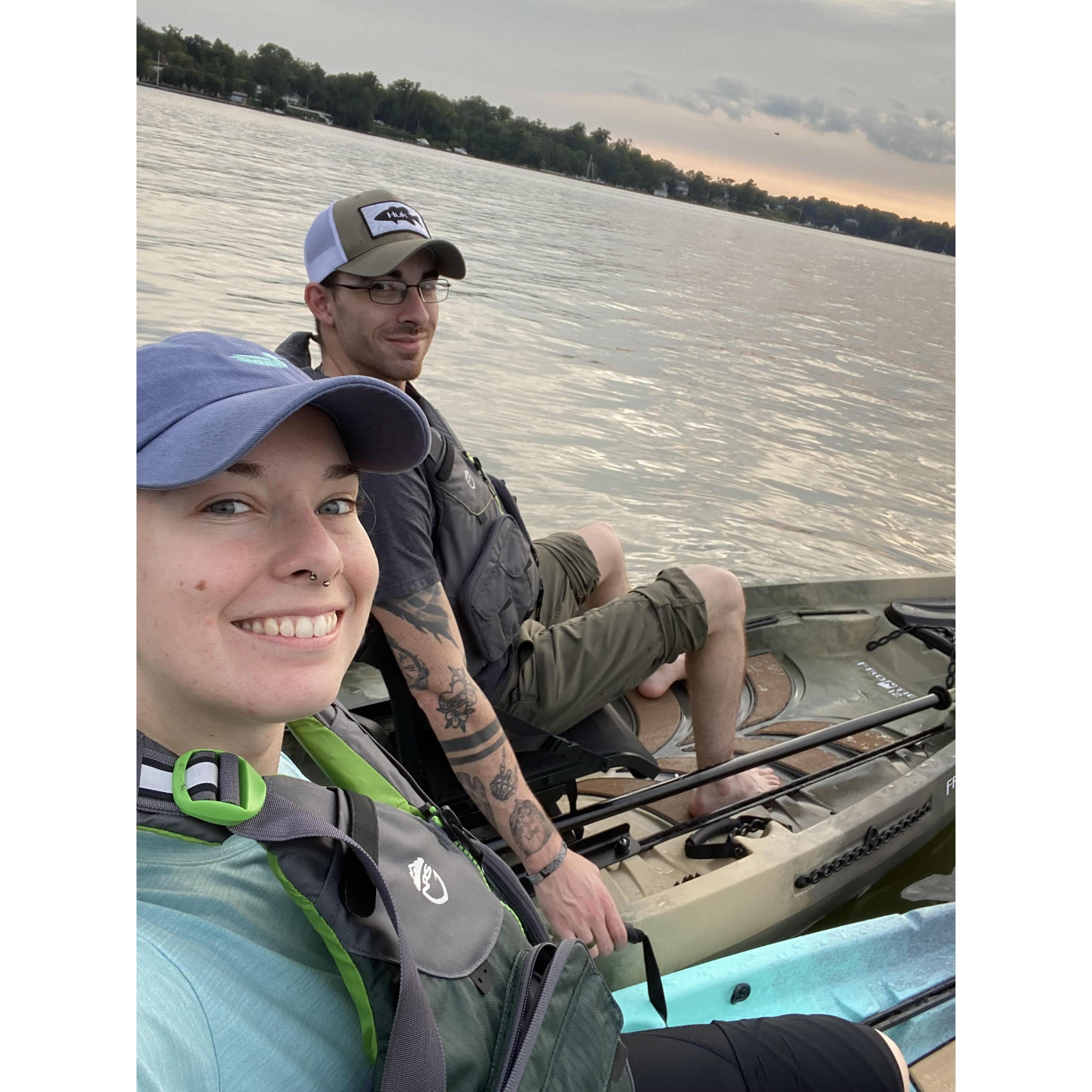 The day Caleb and Kimi got their kayaks. 
