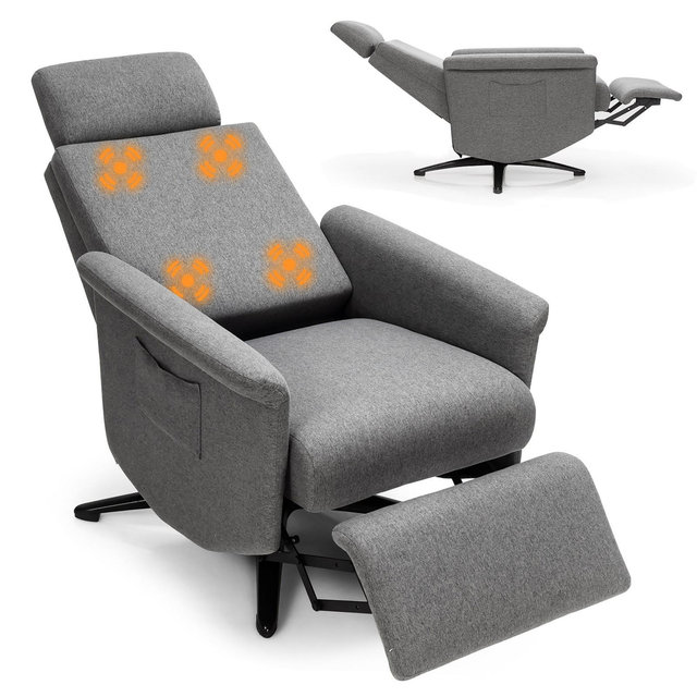 Costway Massage Recliner Chair Vibrating Sofa w/ Remote Control&Adjustable Headrest Grey
