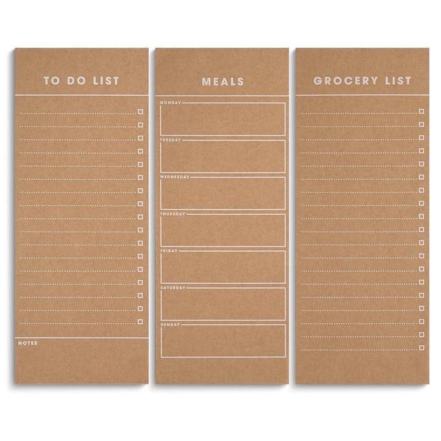 3 Vintage Magnetic Notepads (Meal Planner, To-Do List, & Grocery List Pad) – Large Fridge Notepad Comes With 50 Premium kraft Paper Sheets Per Pad for Convenient Kitchen Organization Memo Pads – Large