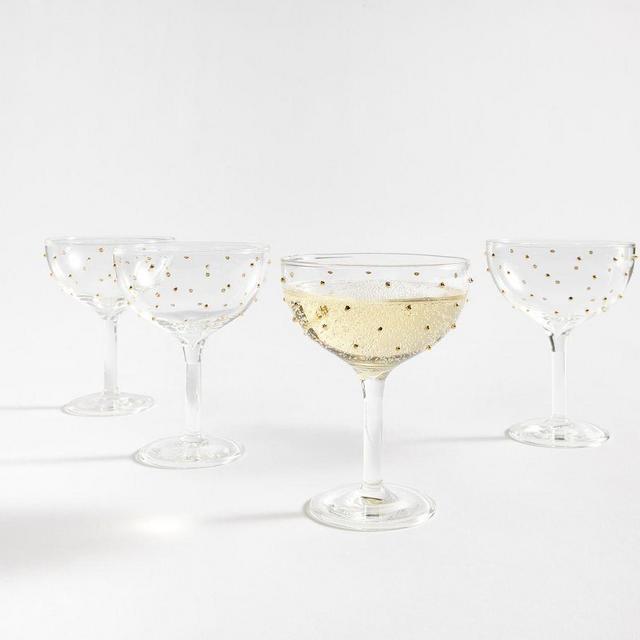 Confetti Celebration Coupe Glasses, Set of 4 - Gold