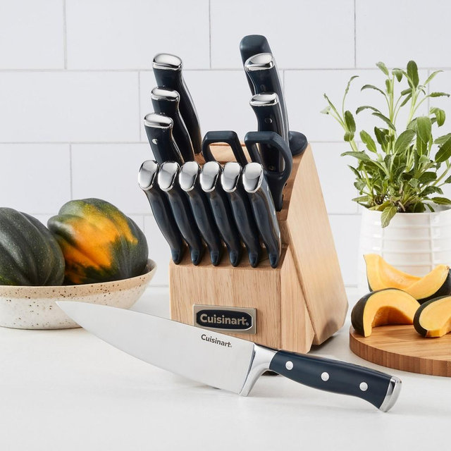 Cuisinart Triple Rivet Knife Block, Set of 15, Blue