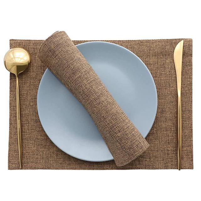 Home Brilliant Set of 4 Placemats Heat Resistant Dining Table Place Mats Kitchen Table Mats, Brown