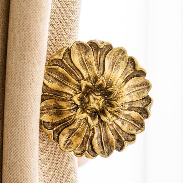 Classic Pattern Curtain Tiebacks,Curtain Holdbacks,Curtain Tiebacks，Set of 2 (Resin coppery)