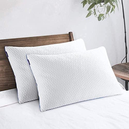 viewstar Memory Foam Pillow, Adjustable Shredded Foam Pillow with Washable Zipper Cover Bed Pillow for Sleeping Hypoallergenic Bamboo Pillow for Neck Pain Back Stomach and Side Sleeper (King(20x36))