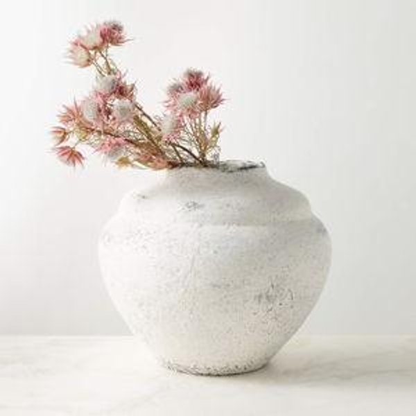 Canby Round White Ceramic Vase
