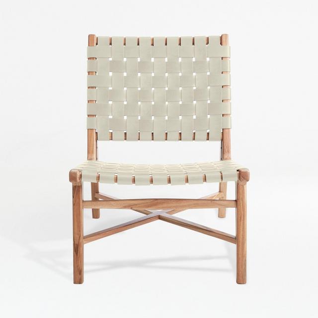 Taj White Woven Leather Strap Chair