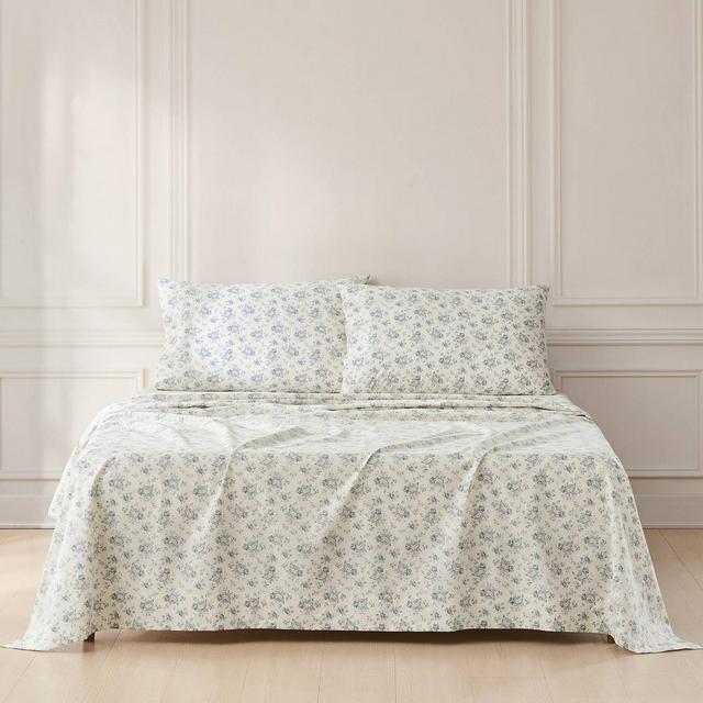 Lush Décor Queen 4pc Rose Garden Cotton Sheet Set Blue