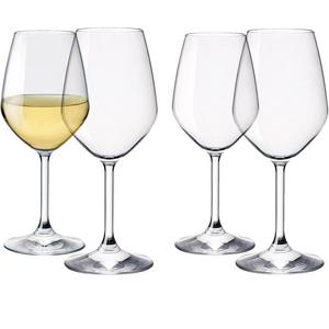 Paksh Novelty Italian White Wine Glasses - 15 Ounce - Lead Free - Shatter Resistant - Wine Glass Set of 4, Clear